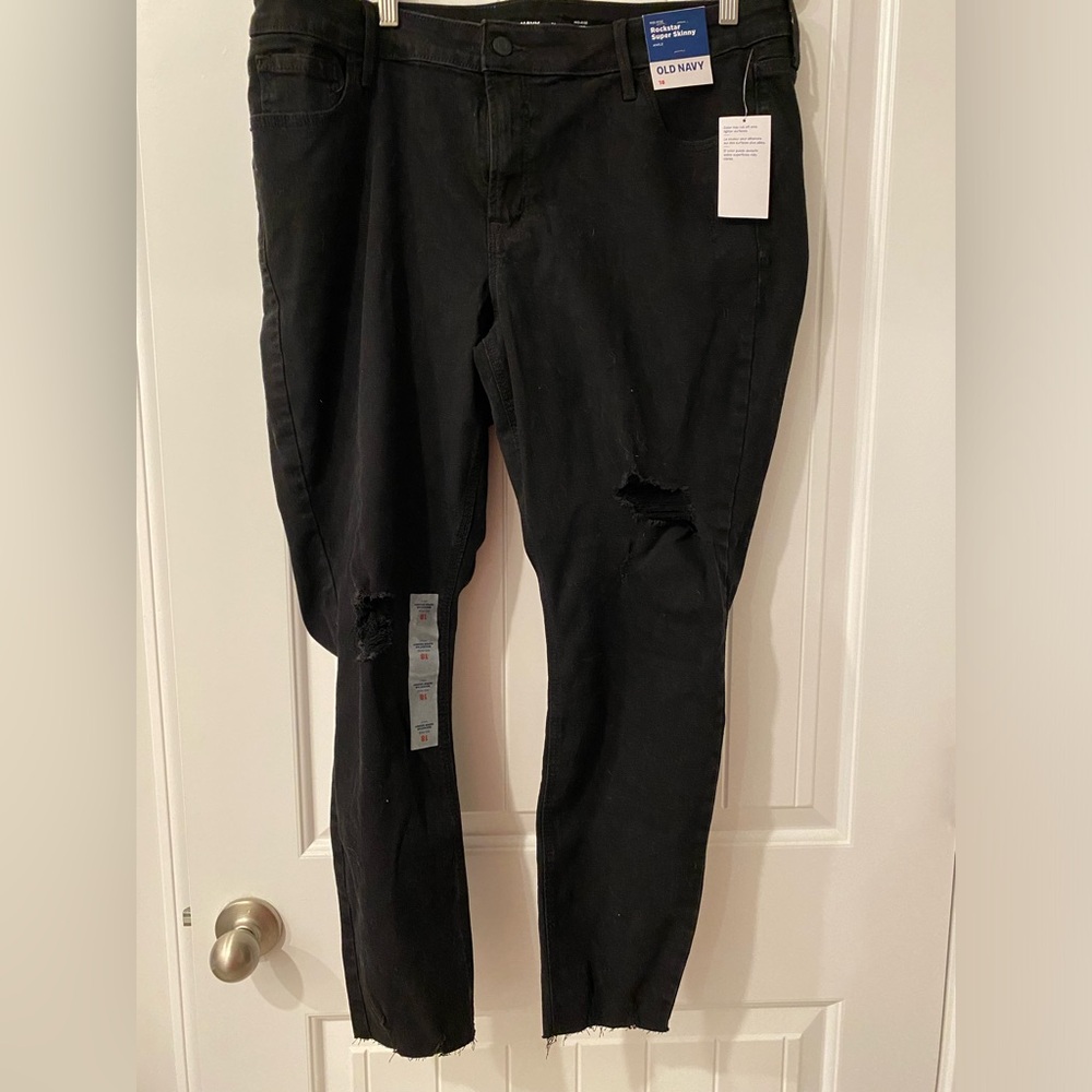 Women’s Ripped Black Rockstar Super Skinny Jeans